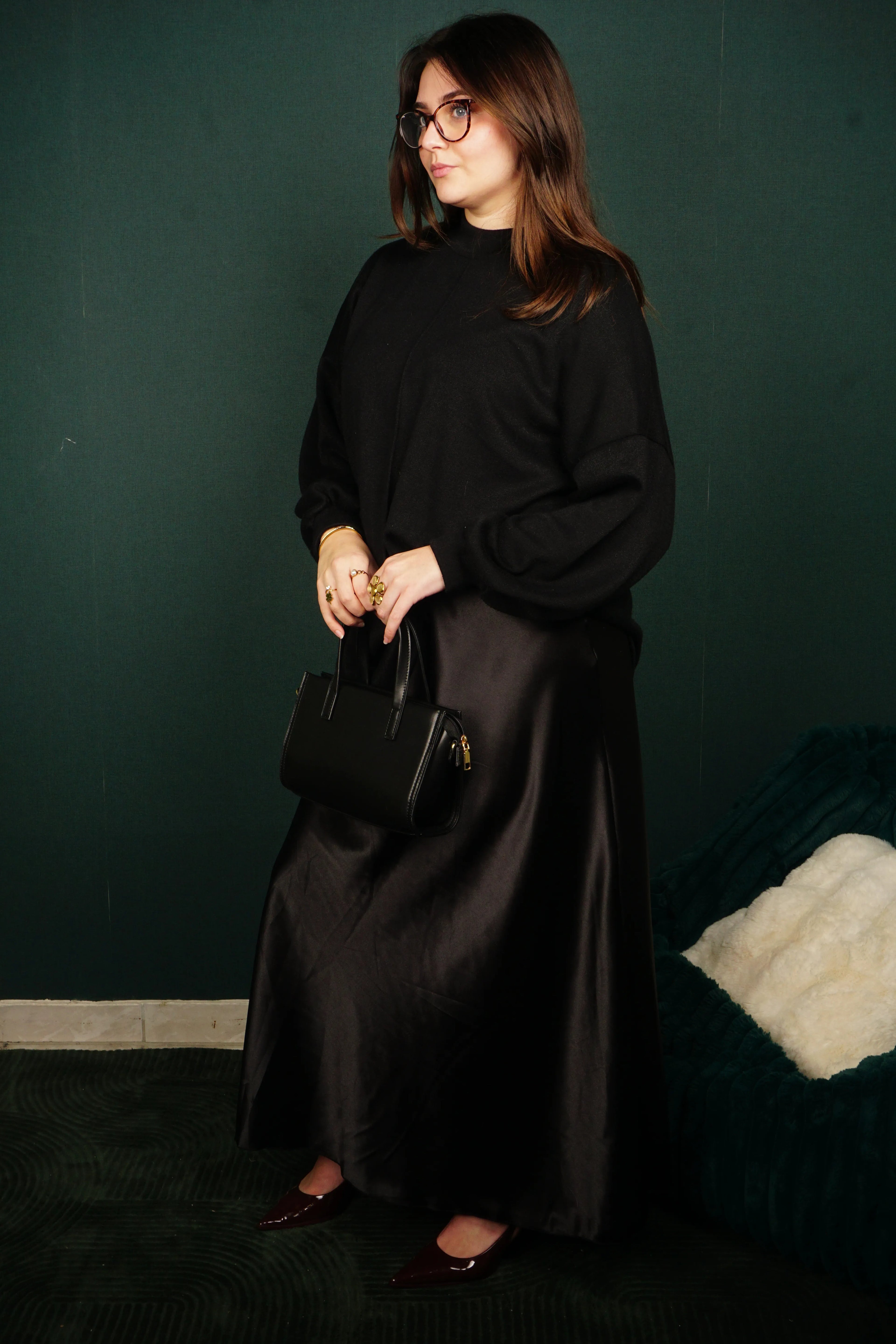 Jupe longue satinée