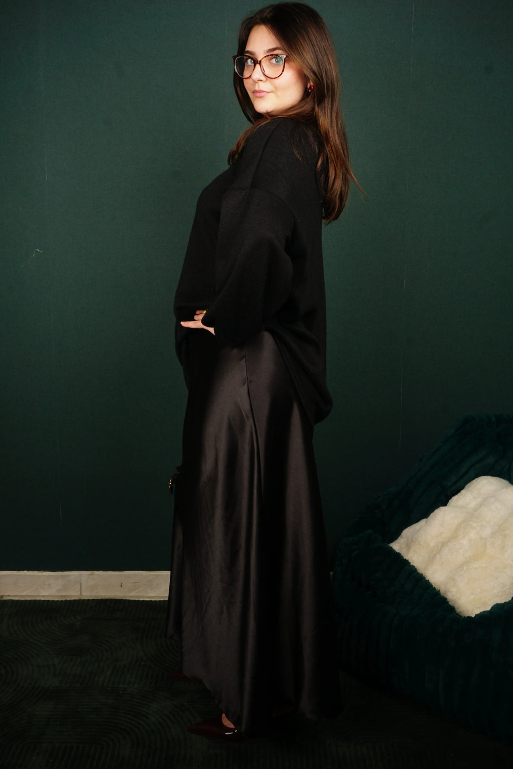 Jupe longue satinée