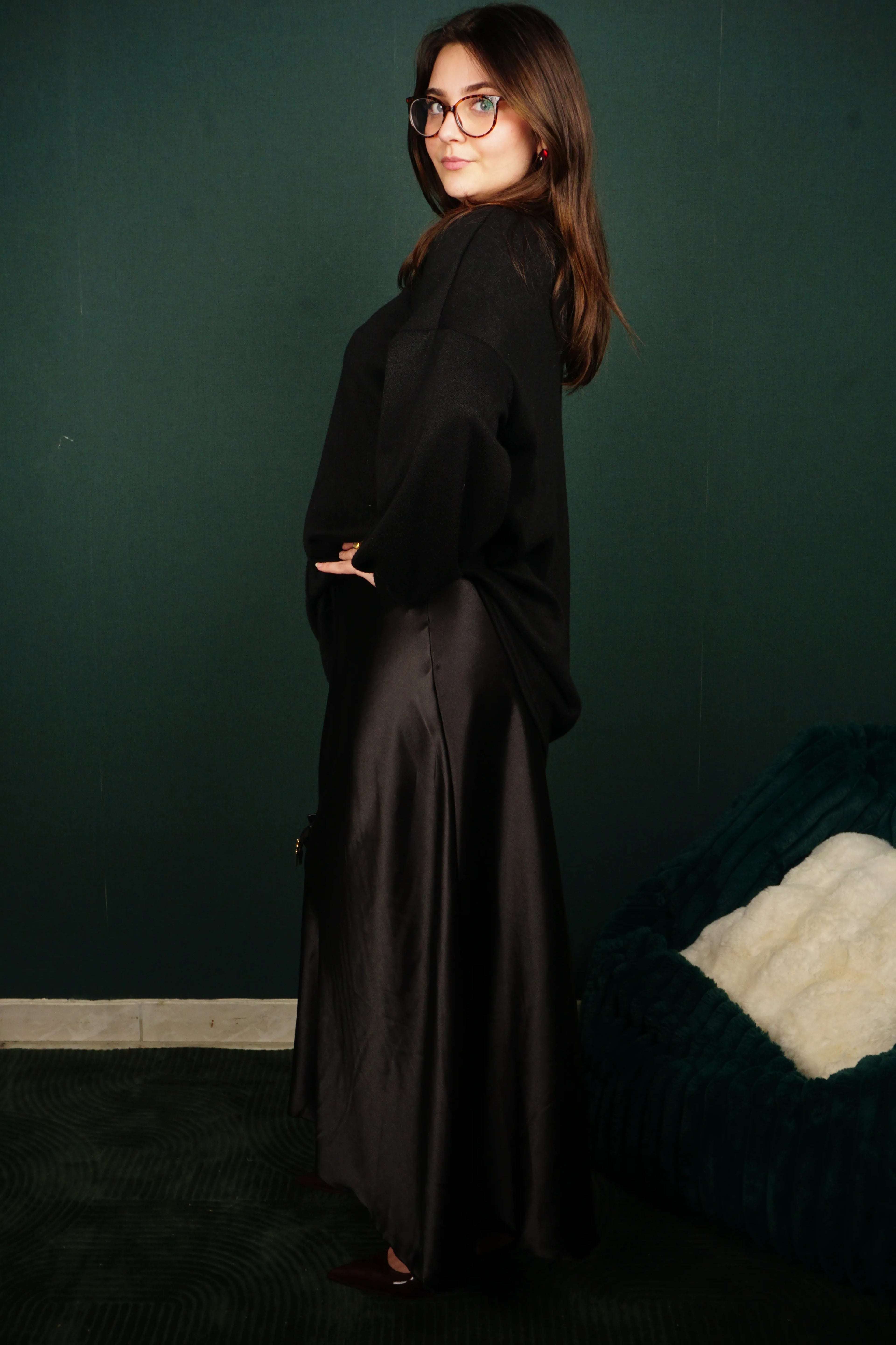 Jupe longue satinée