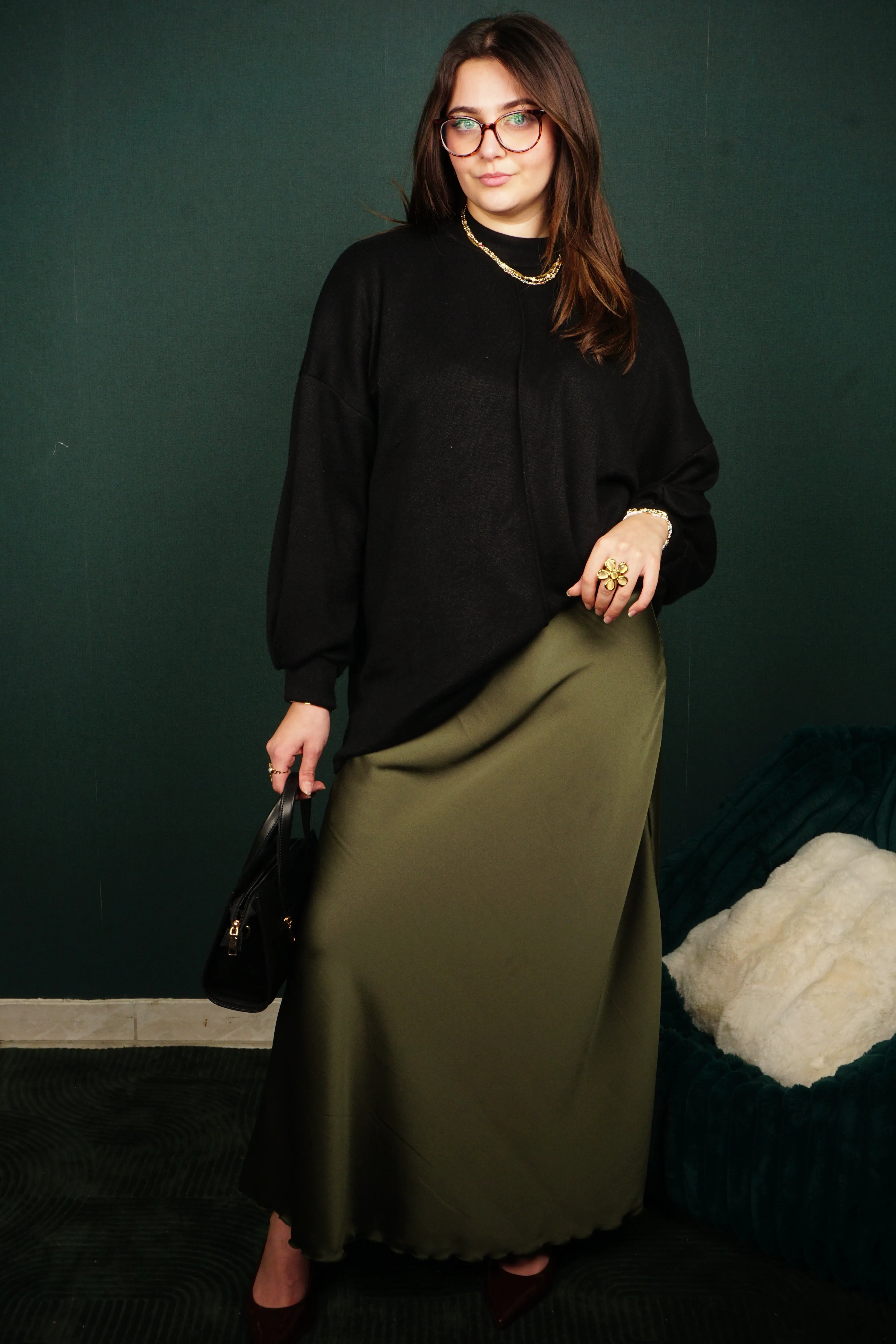 Jupe longue satinée