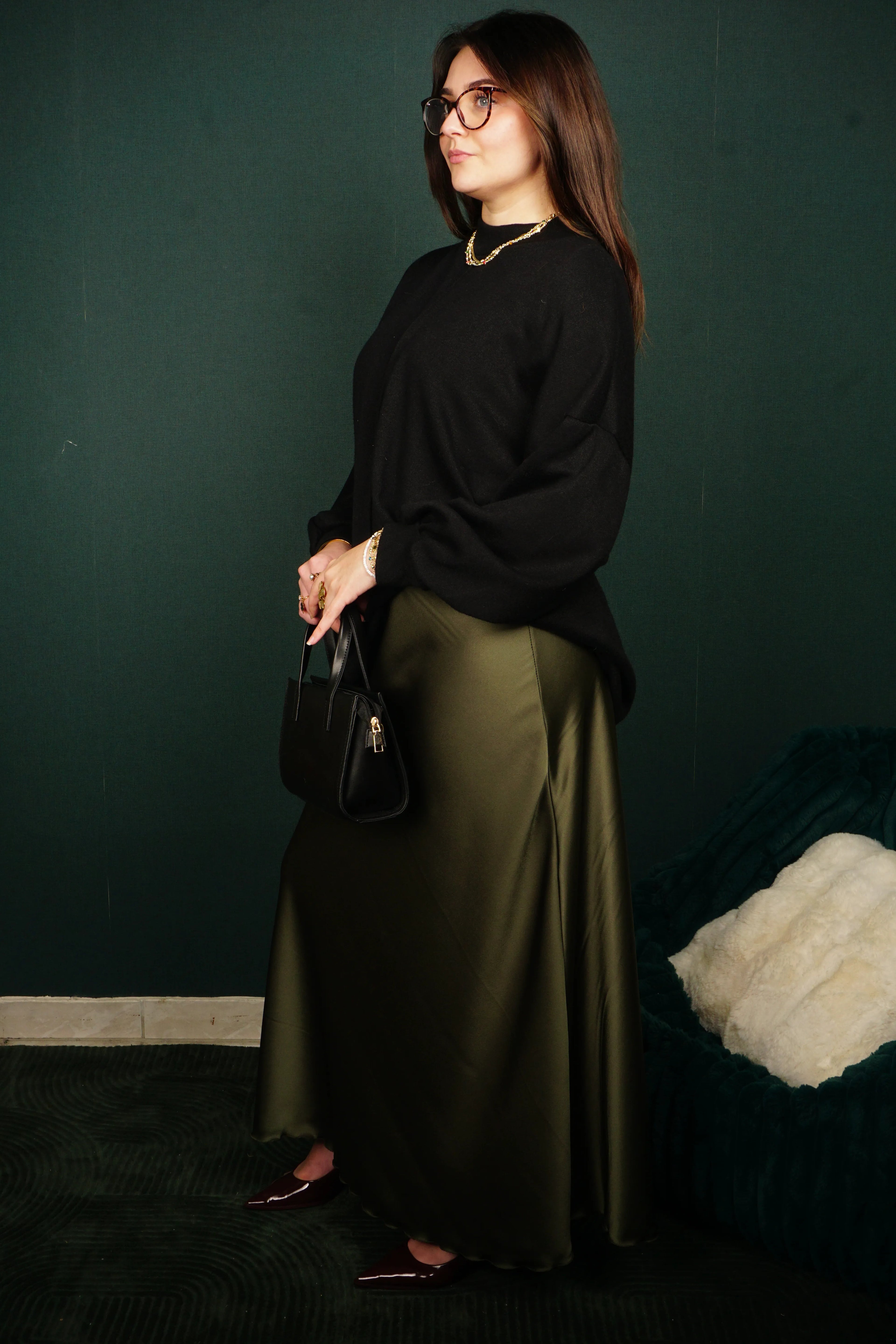 Jupe longue satinée