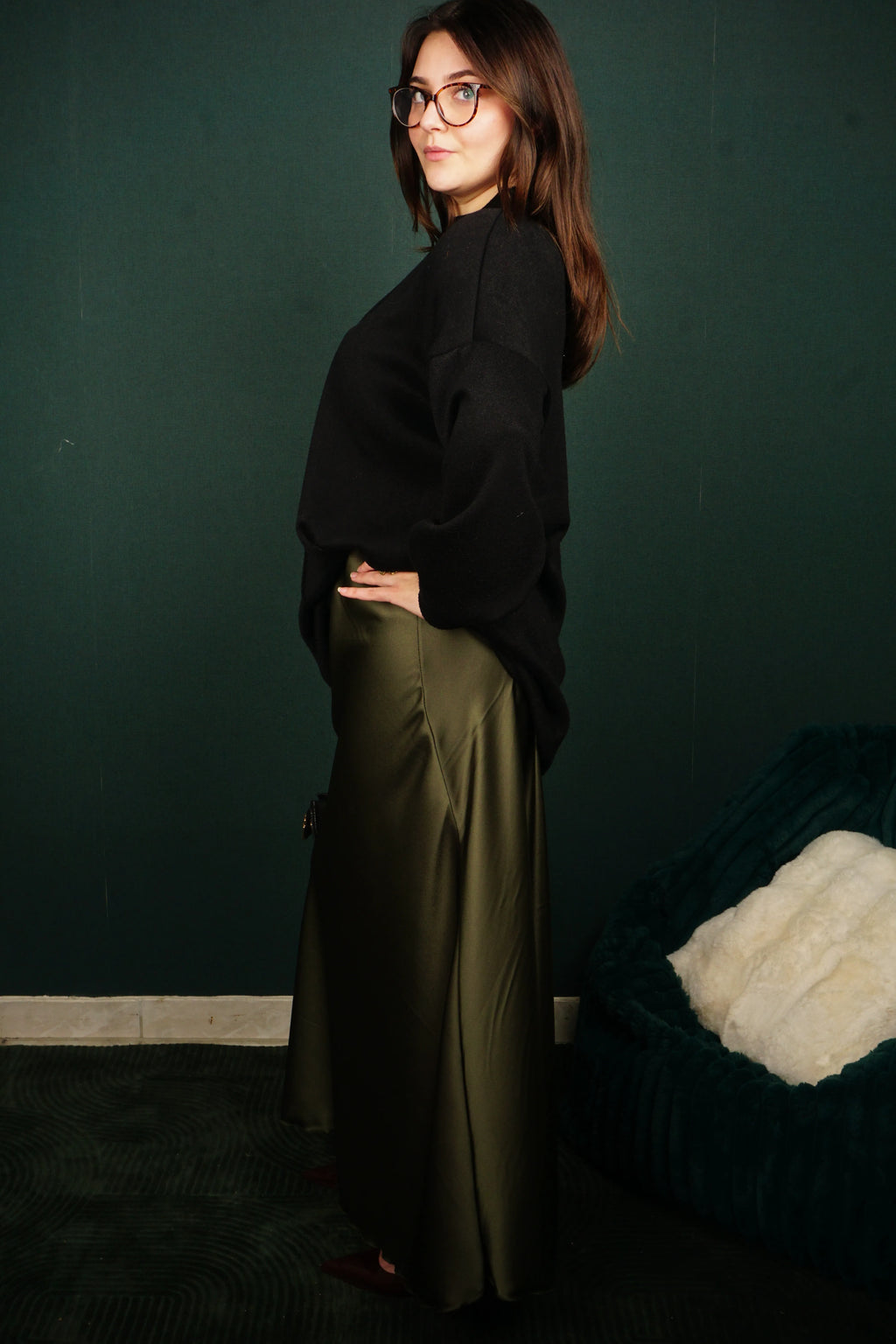 Jupe longue satinée