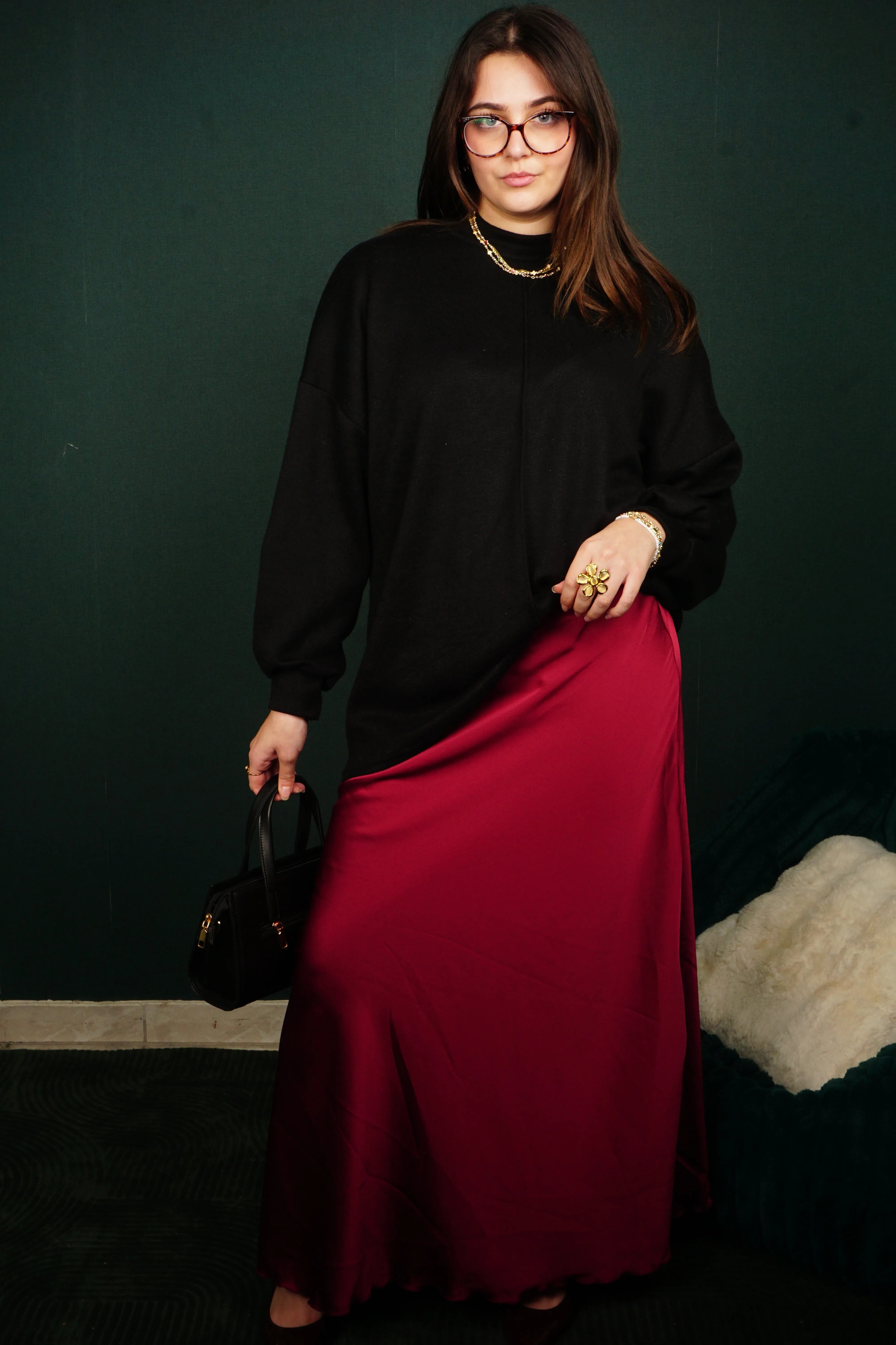 Jupe longue satinée