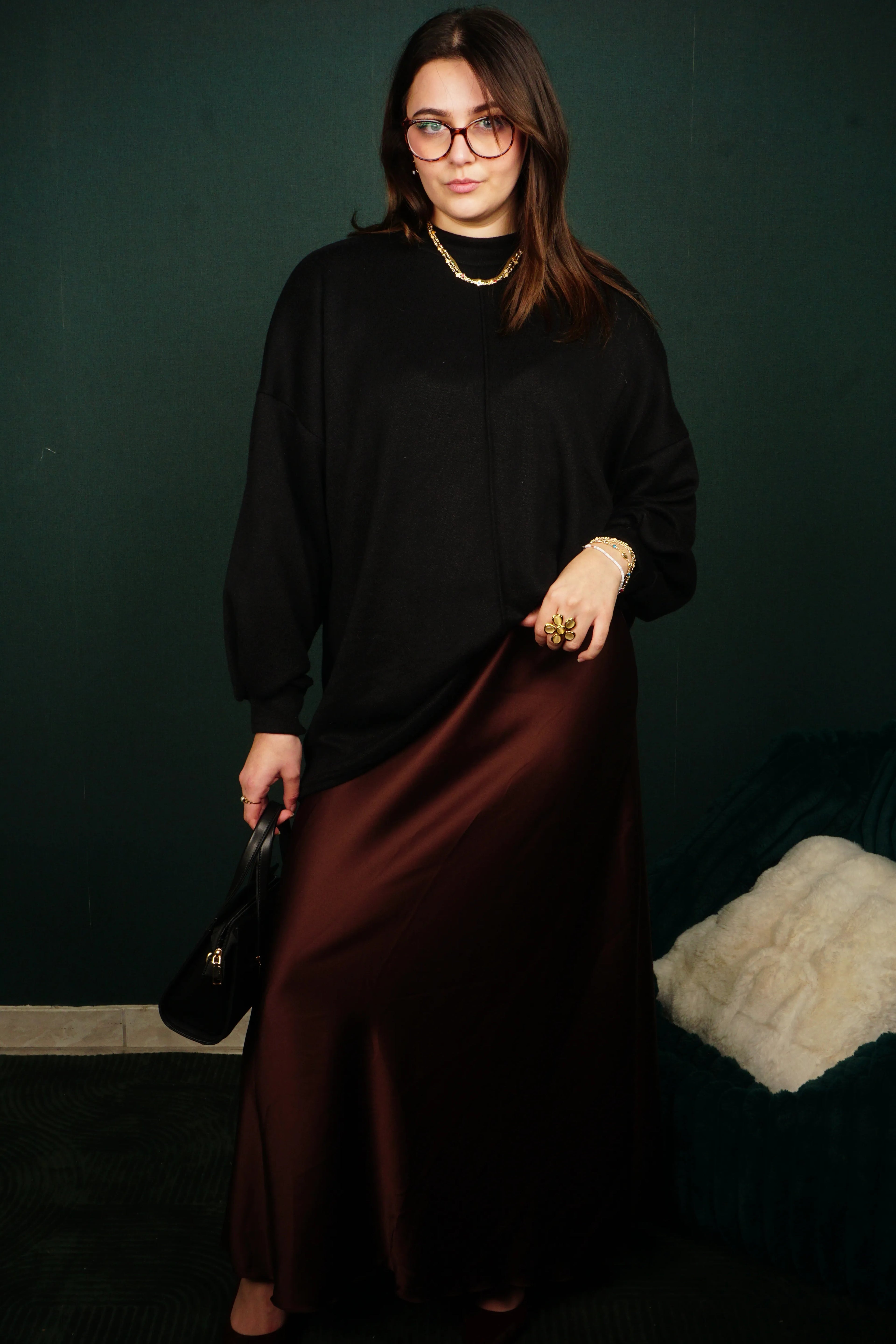 Jupe longue satinée