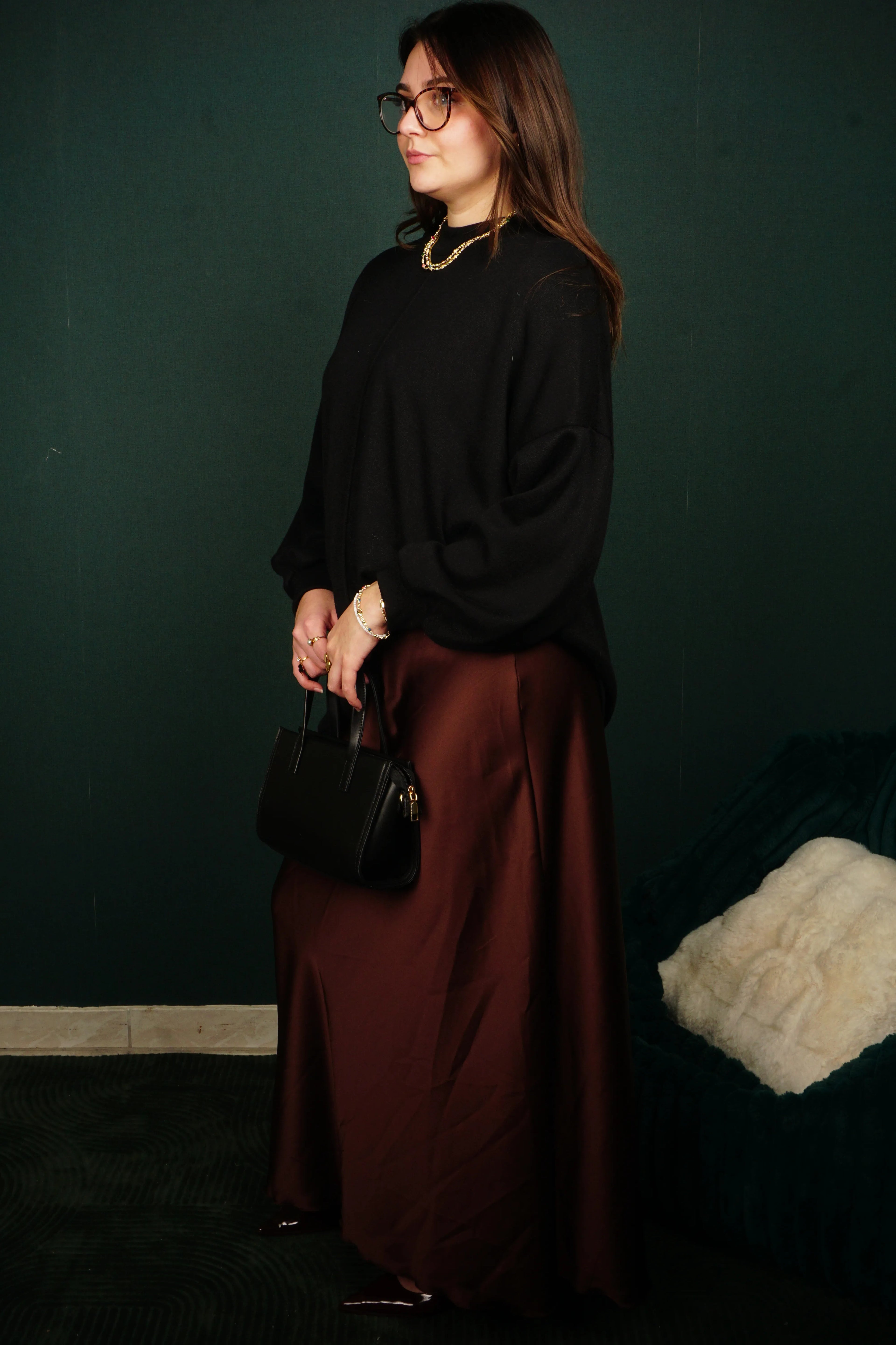 Jupe longue satinée