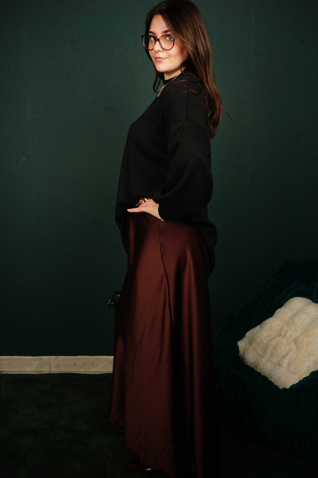 Jupe longue satinée