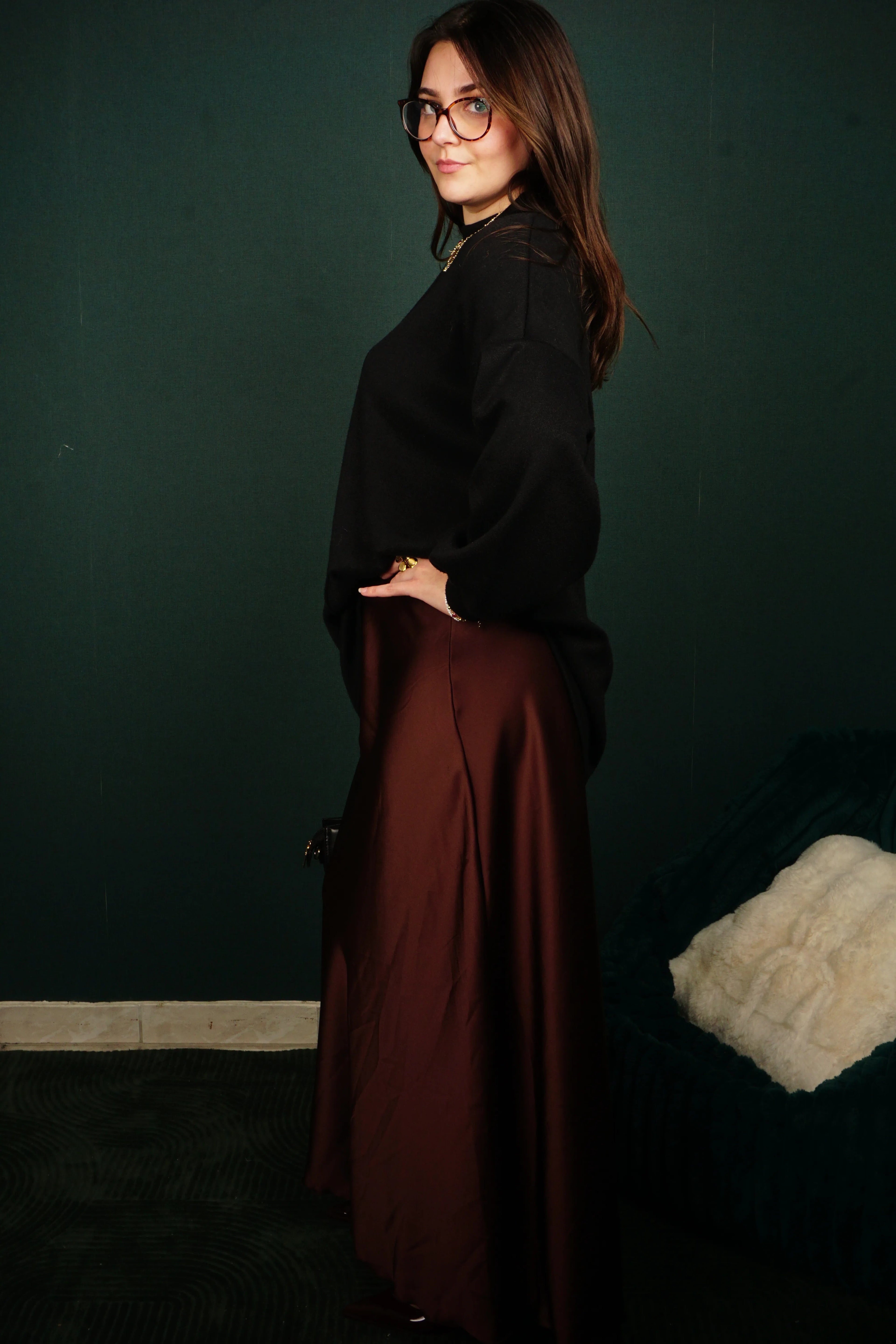 Jupe longue satinée