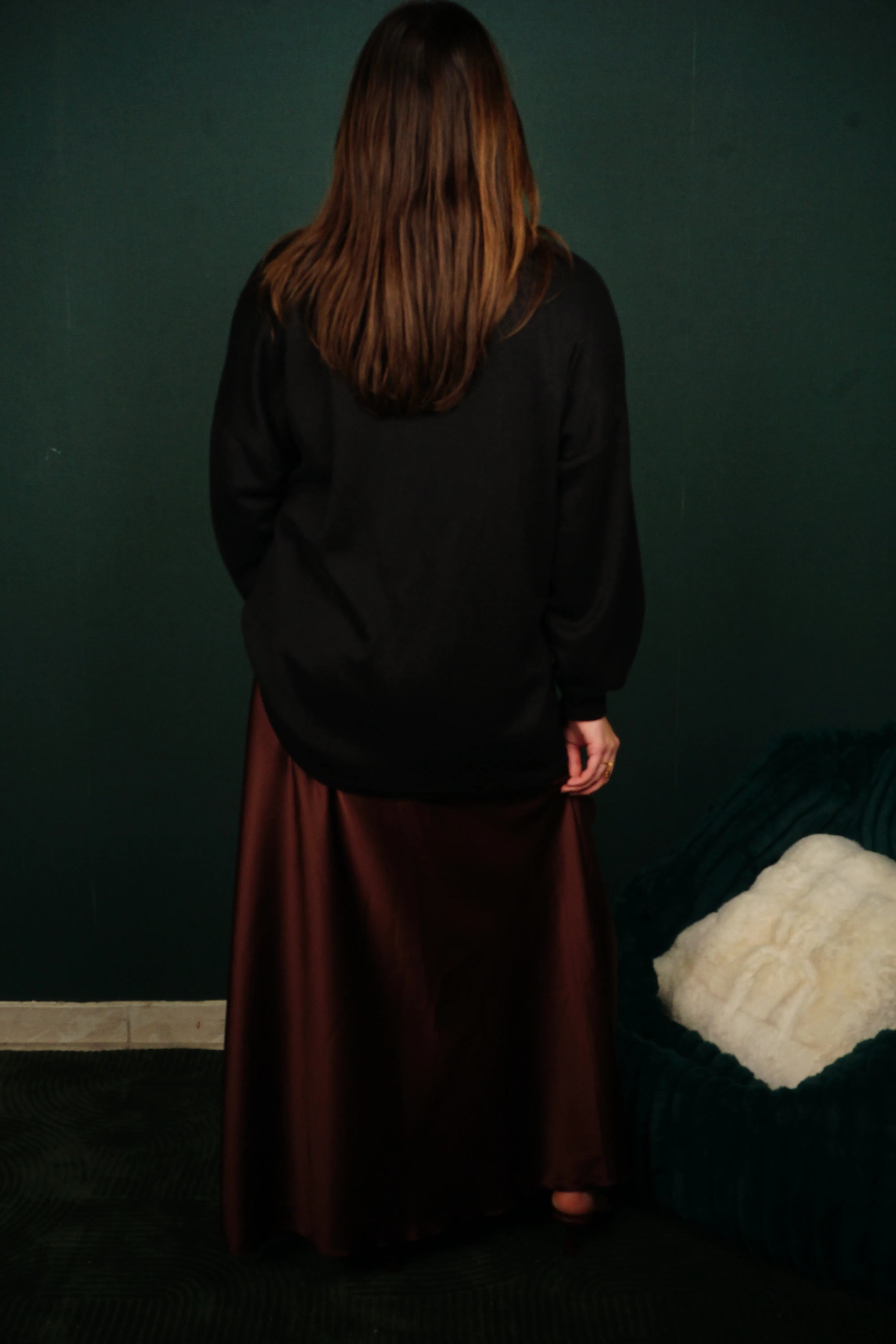 Jupe longue satinée